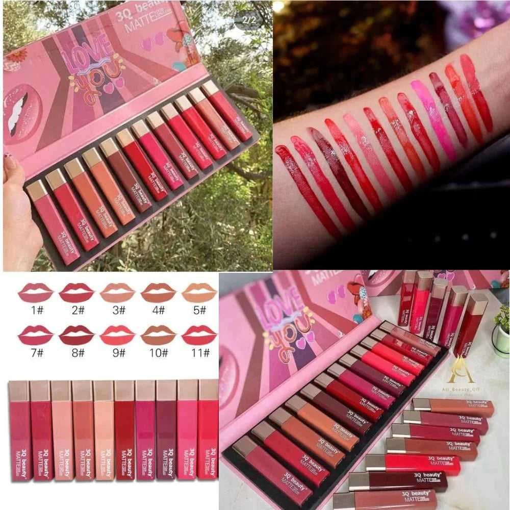 3Q Beauty MATTE Lip gloss Set (Pack OF 12)