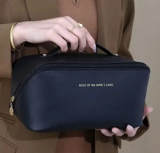 Large Travel Cosmetic Bag for Women Leather Makeup Organizer Female Toiletry Kit Bags