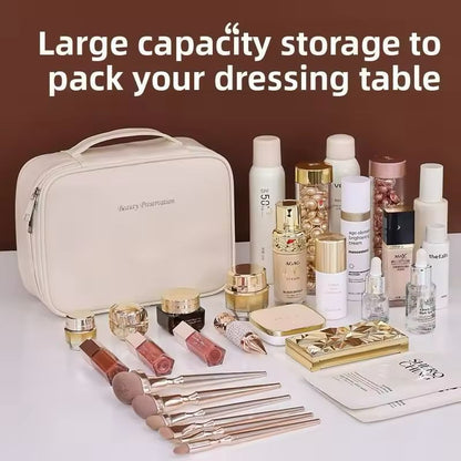 PU Leather Double Layer Makeup Bag Large Capacity Cosmetic Bag Luxury Cosmetics Womens Travel Organizer